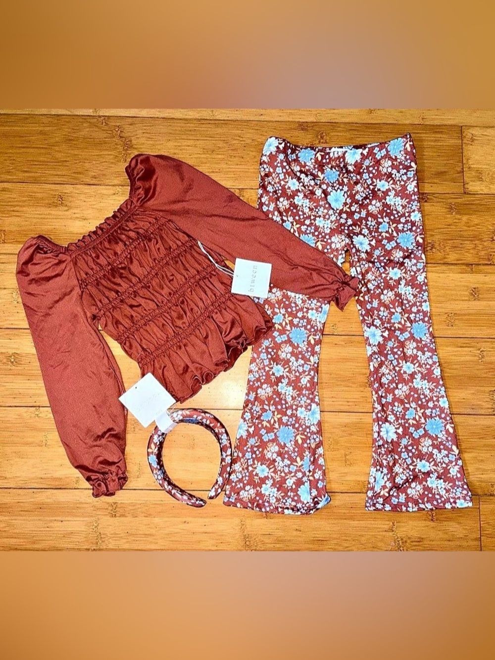 NWT Girl’s Size 8 Outfit - Smocked Top & Flare Pants Set with Headband